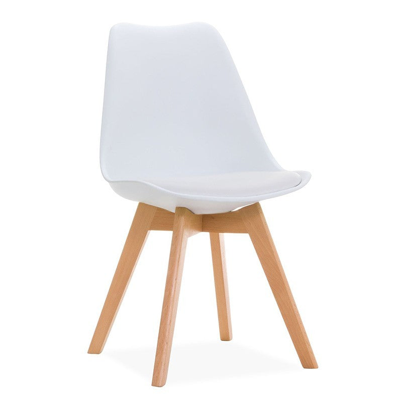 Silla TORRE 4P ( SU ), madera, polipropileno y cojín blanco