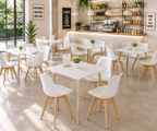 Silla TORRE 4P ( SU ), madera, polipropileno y cojín blanco