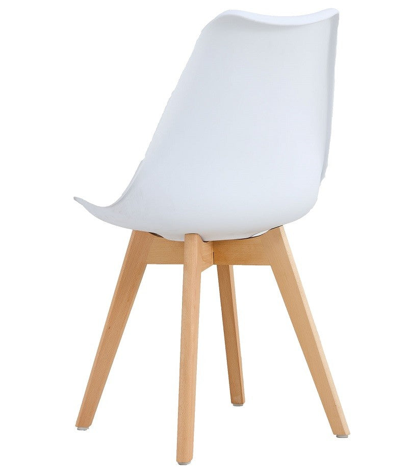 Silla TORRE 4P ( SU ), madera, polipropileno y cojín blanco