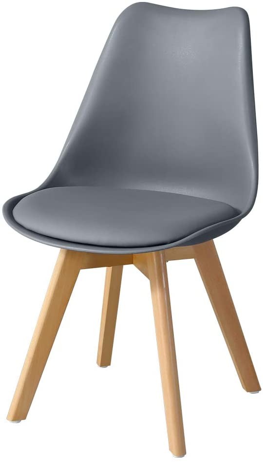 Silla TORRE 4P ( SU ), madera, polipropileno y cojín gris oscuro