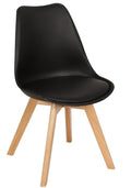Silla TORRE 4P ( SU ), madera, polipropileno y cojín negro