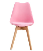 Silla TORRE 4P (SU), madera, polipropileno y cojín rosa