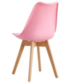 Silla TORRE 4P (SU), madera, polipropileno y cojín rosa