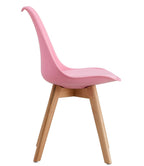 Silla TORRE 4P (SU), madera, polipropileno y cojín rosa