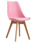 Silla TORRE 4P (SU), madera, polipropileno y cojín rosa