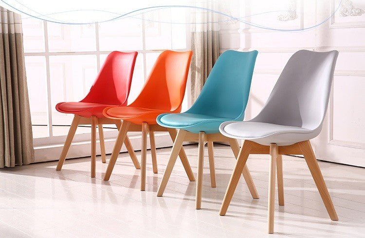 Silla TORRE 4P ( SU ), madera, polipropileno y cojín turquesa