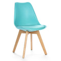 Silla TORRE 4P ( SU ), madera, polipropileno y cojín turquesa