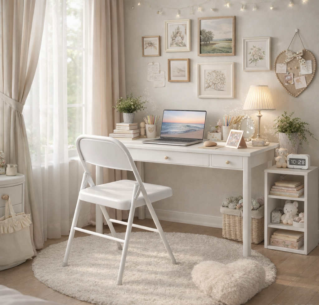 Silla TOSCANA, plegable, metal, blanca