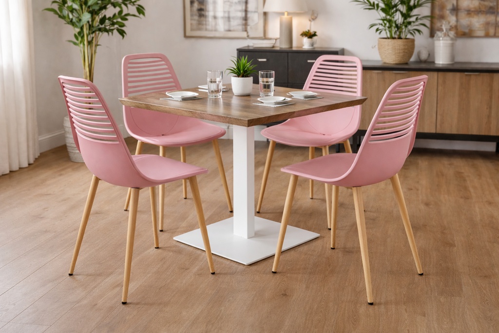 Silla UNCIBAY, metal, polipropileno rosa oscuro