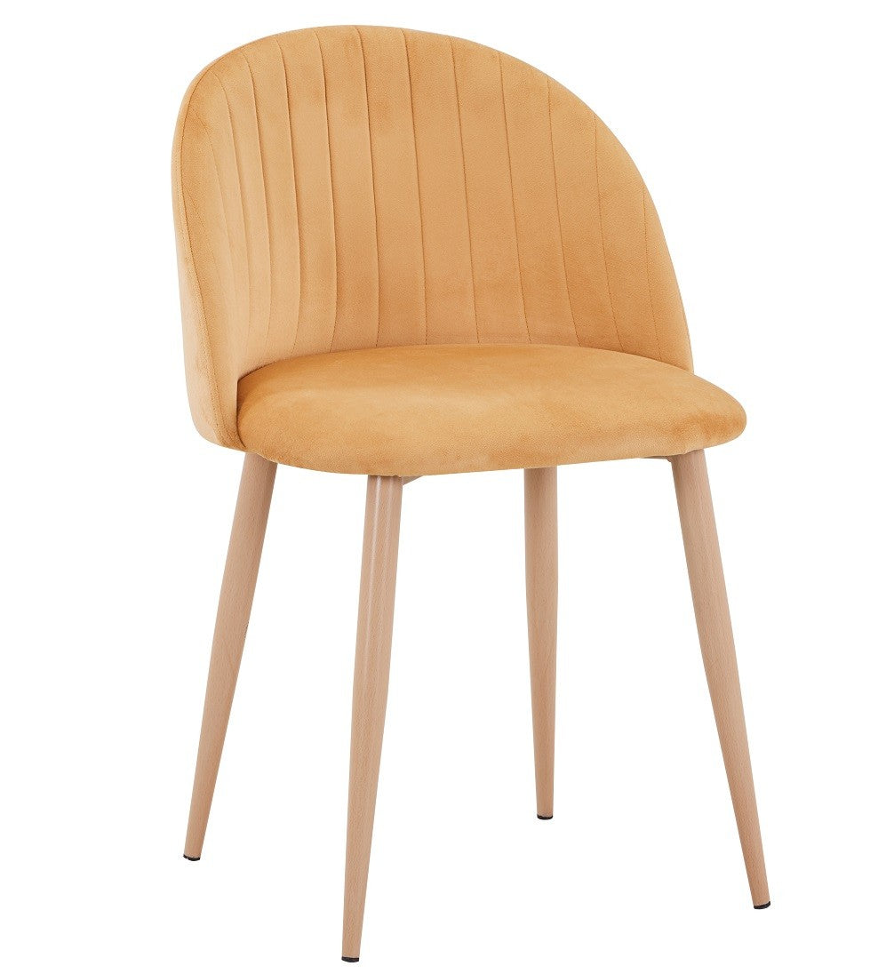 Silla VELVET NEW, patas metálicas, terciopelo amarillo mostaza 42