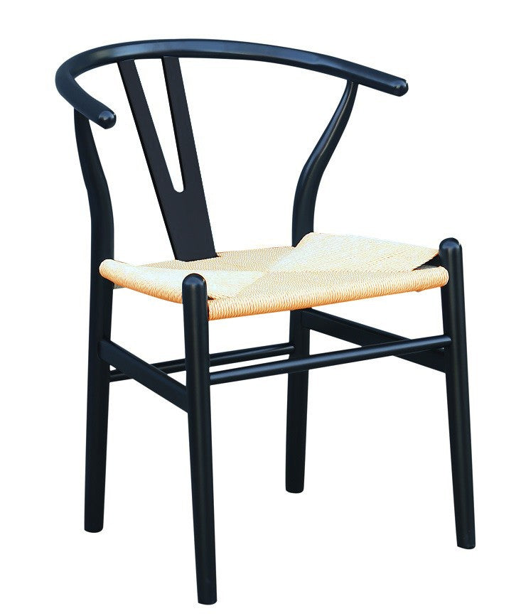 Silla WISH, madera de haya, negro, fibra trenzada