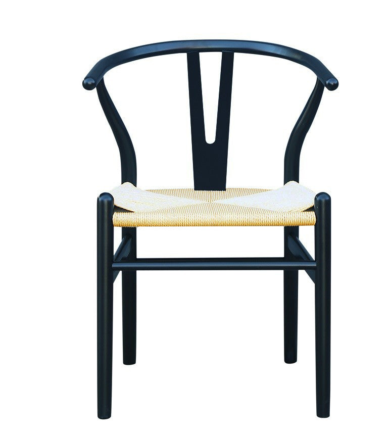 Silla WISH, madera de haya, negro, fibra trenzada