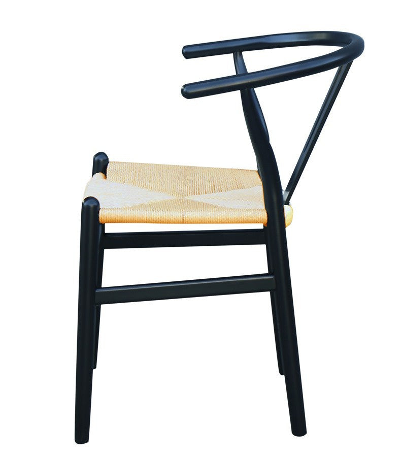 Silla WISH, madera de haya, negro, fibra trenzada