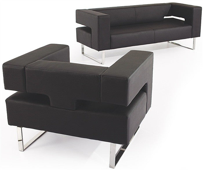 Sillón ADRIANO, similpiel negra