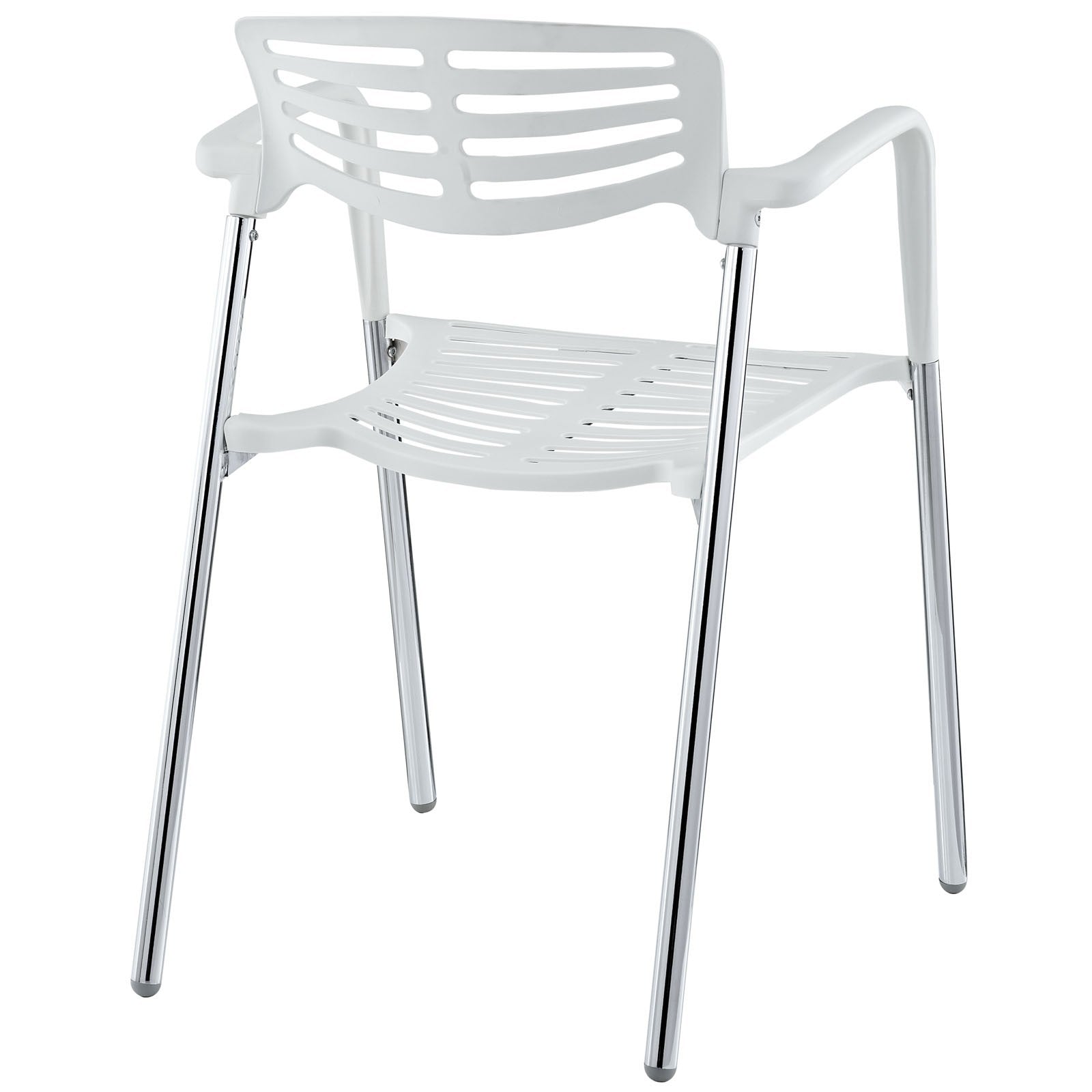 Sillón ALBENIZ, cromado, polipropileno blanco