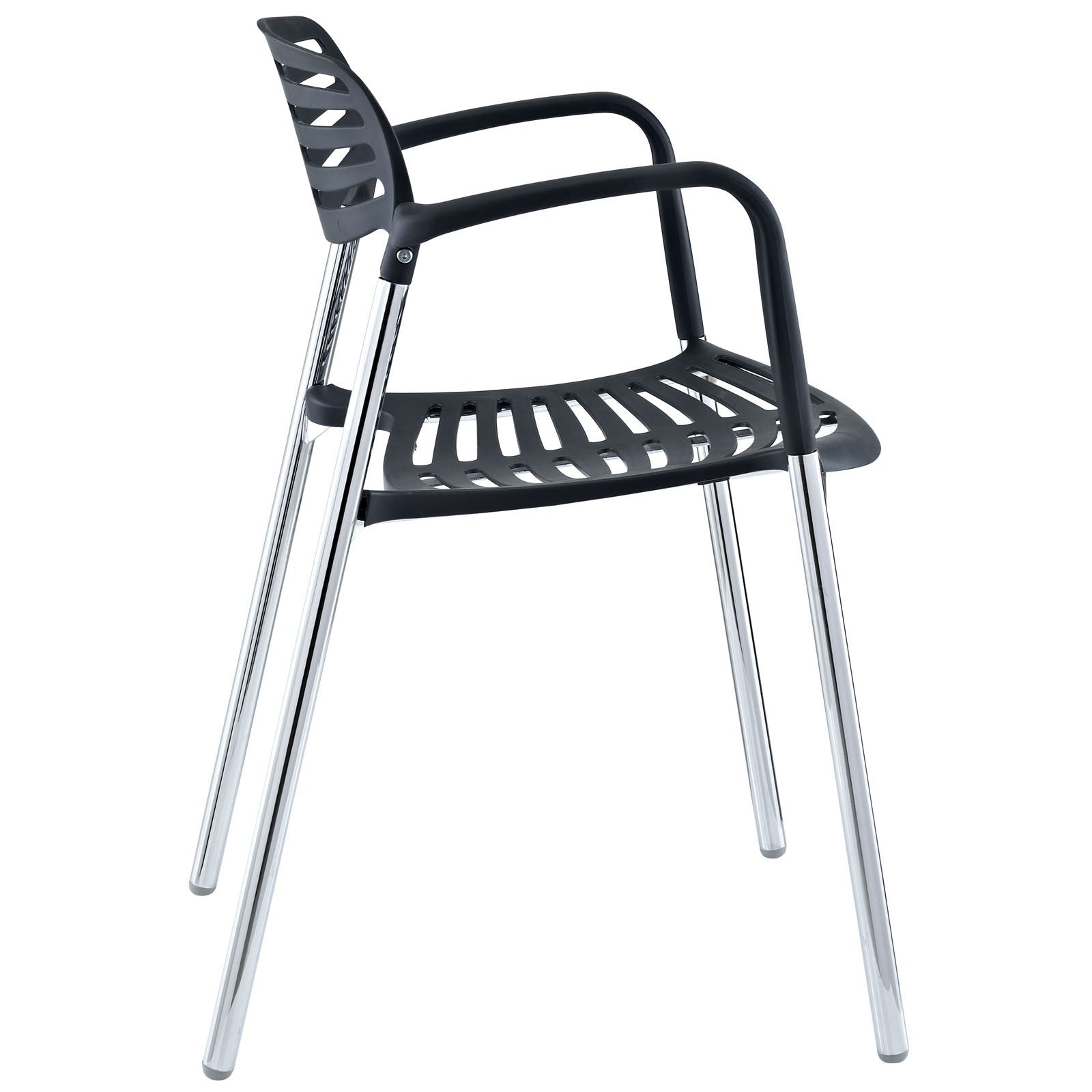 Sillón ALBENIZ, cromado, polipropileno negro