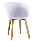 Sillón AWAK, madera curvada, polipropileno blanco