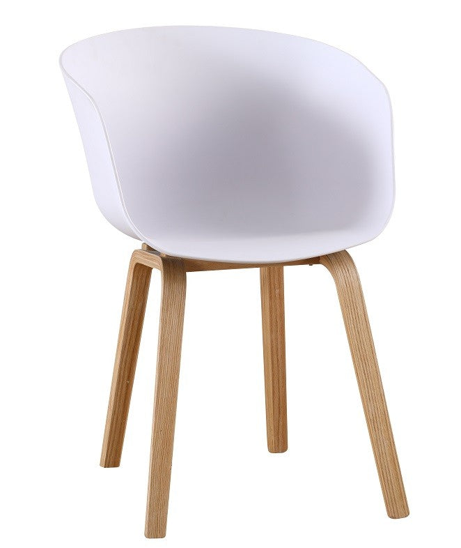 Sillón AWAK, madera curvada, polipropileno blanco