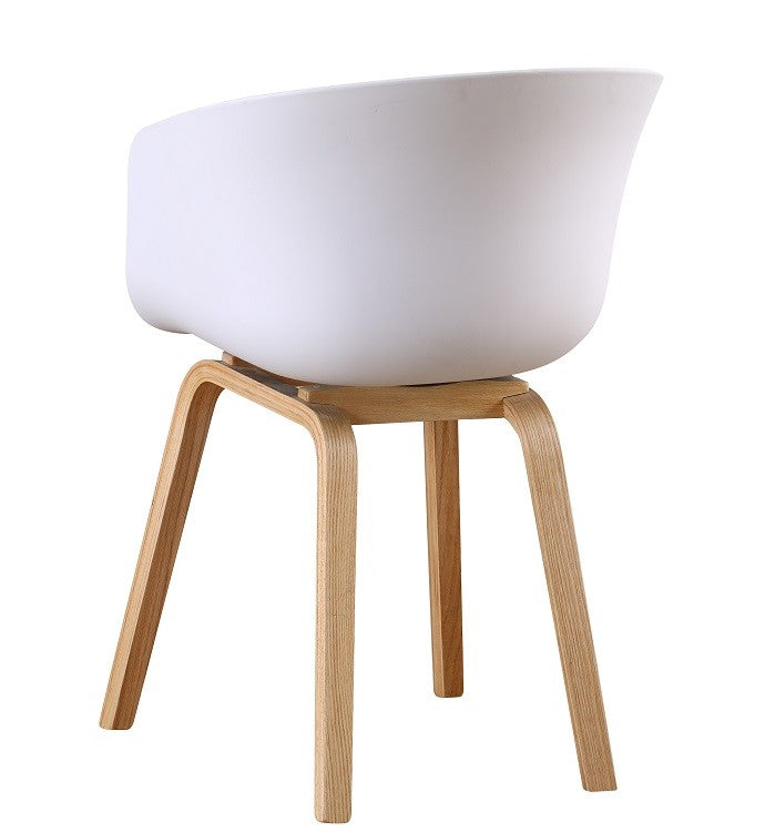 Sillón AWAK, madera curvada, polipropileno blanco