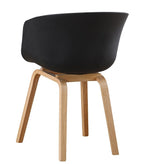 Sillón AWAK, madera curvada, polipropileno negro