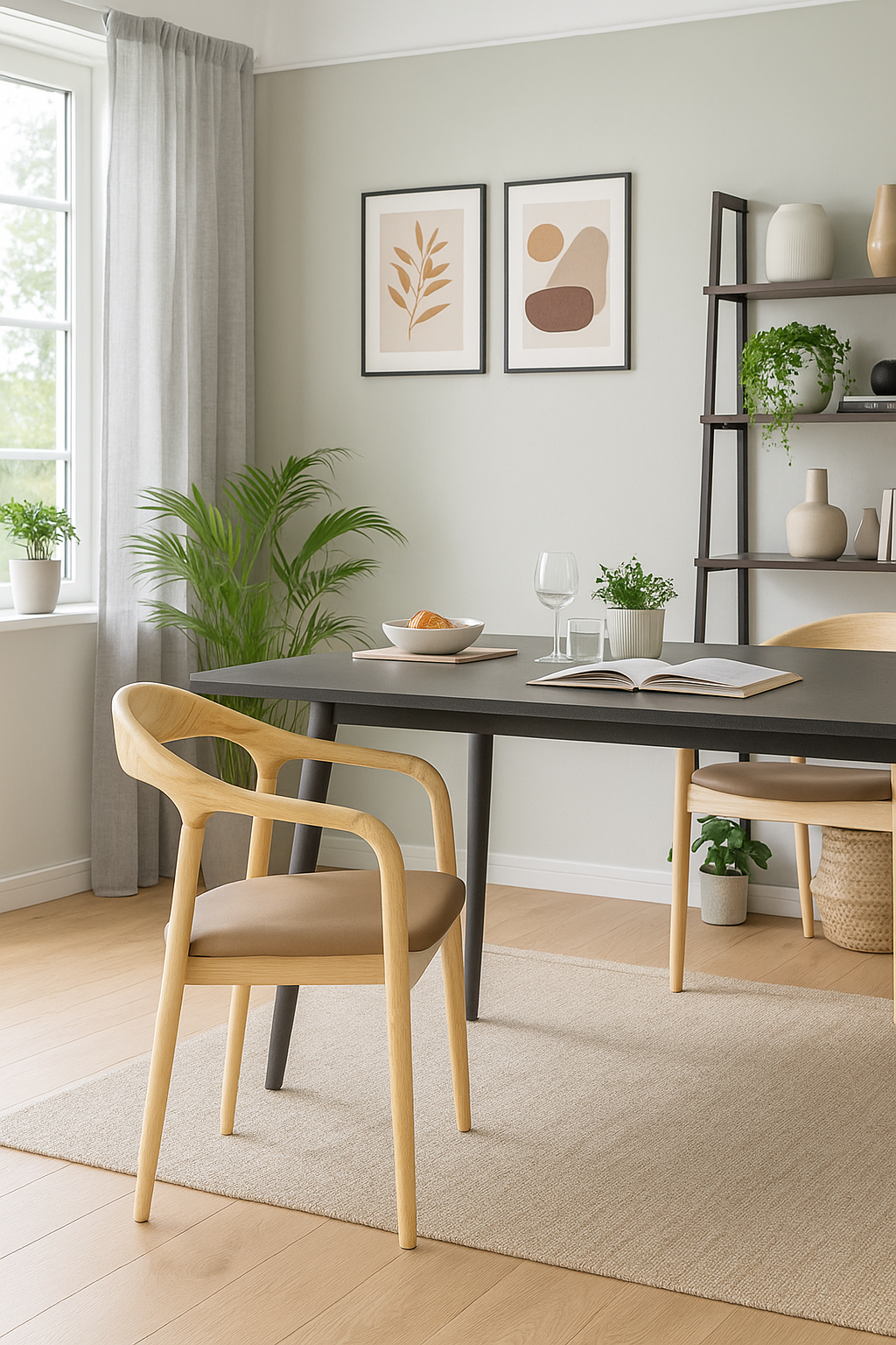 Sillón BALCANES, madera de haya, natural, similpiel marrón