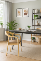 Sillón BALCANES, madera de haya, natural, similpiel marrón