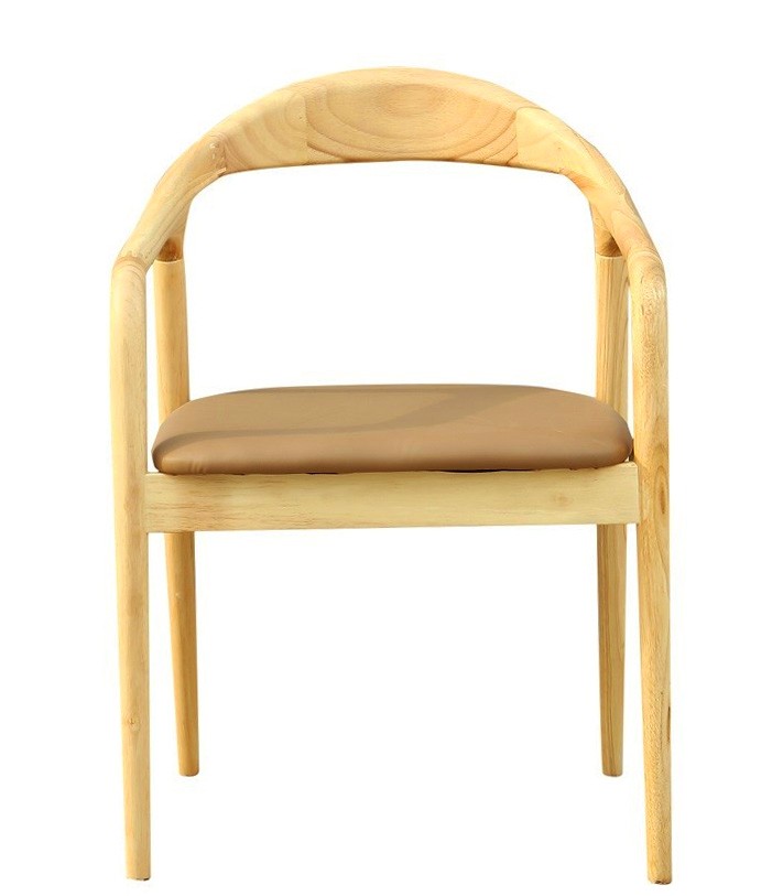 Sillón BALCANES, madera de haya, natural, similpiel marrón