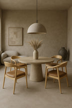 Sillón BALCANES, madera de haya, natural, similpiel marrón