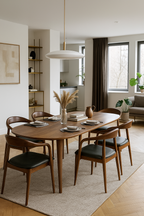 Sillón BALCANES, madera de haya, nogal, similpiel negro
