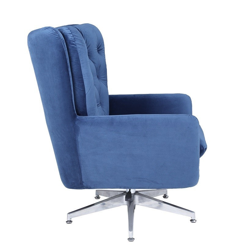 Sillón BÉCQUER, giratorio, regulable, tapizado velvet azul
