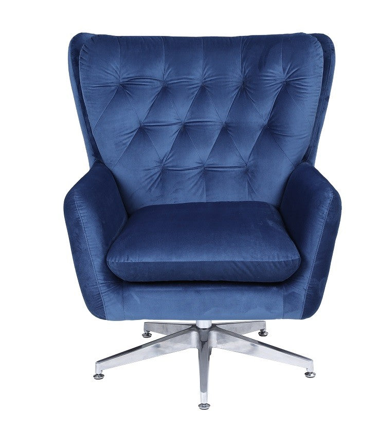 Sillón BÉCQUER, giratorio, regulable, tapizado velvet azul