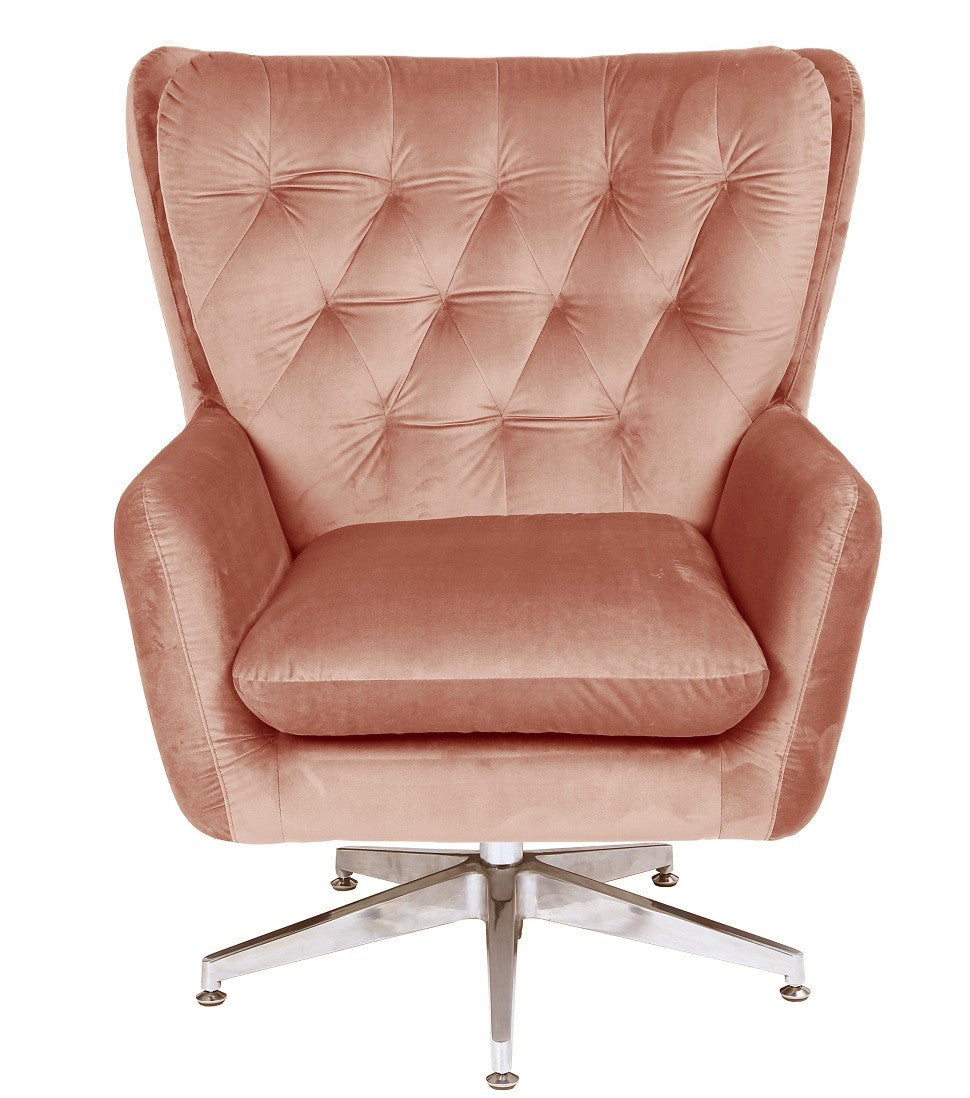 Sillón BÉCQUER, giratorio, regulable, tapizado velvet rosa
