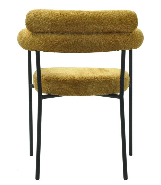 Sillón CERVANTES, metal, tapizado tejido bouclé amarillo