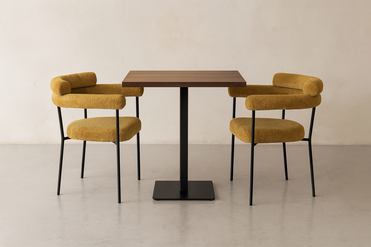 Sillón CERVANTES, metal, tapizado tejido bouclé amarillo