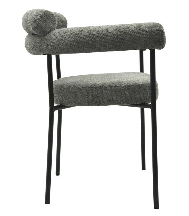 Sillón CERVANTES, metal, tapizado tejido bouclé gris