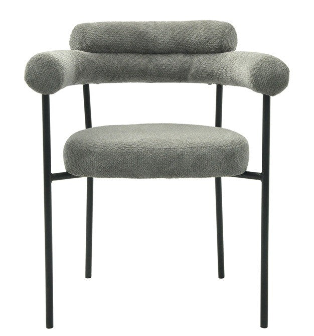 Sillón CERVANTES, metal, tapizado tejido bouclé gris
