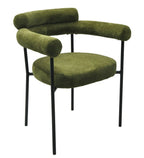 Sillón CERVANTES, metal, tapizado tejido bouclé verde oscuro