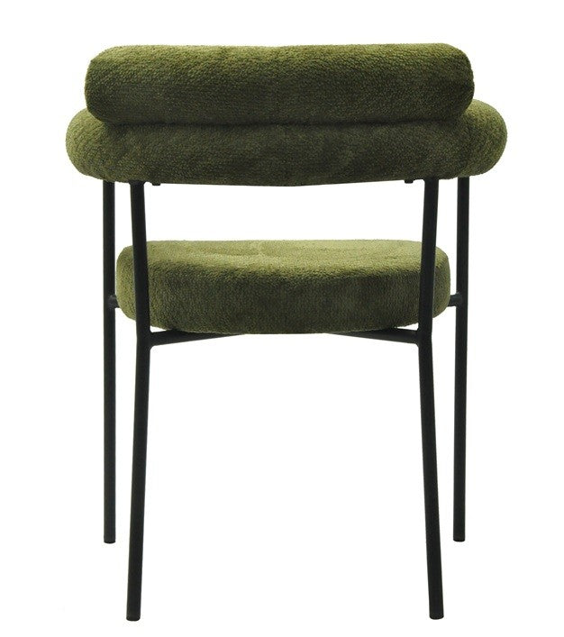 Sillón CERVANTES, metal, tapizado tejido bouclé verde oscuro