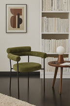 Sillón CERVANTES, metal, tapizado tejido bouclé verde oscuro