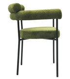 Sillón CERVANTES, metal, tapizado tejido bouclé verde oscuro