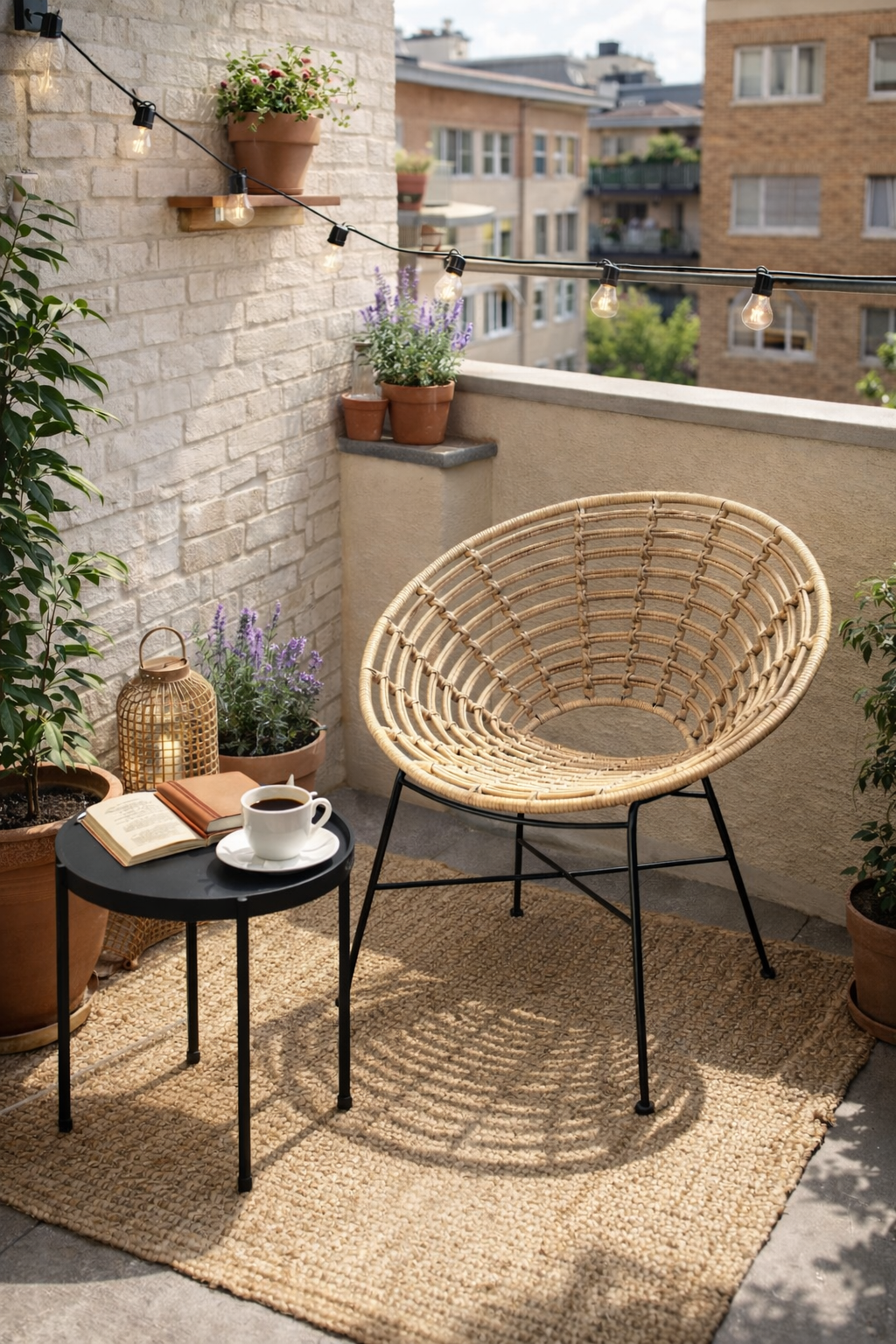 Sillón CIDORA, metal, ratán beige