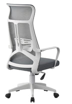 Sillón de oficina AMIENS, alto, blanco, malla y asiento gris