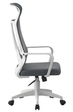 Sillón de oficina AMIENS, alto, blanco, malla y asiento gris