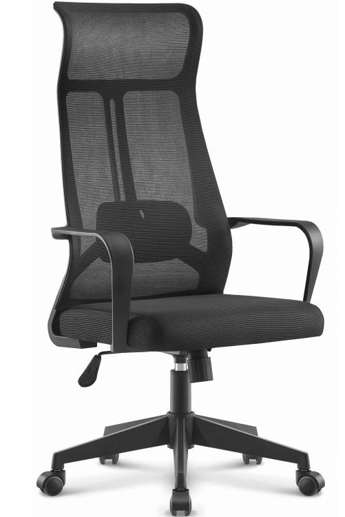 Sillón de oficina AMIENS, alto, negro, malla y asiento negro