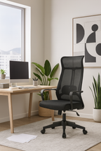 Sillón de oficina AMIENS, alto, negro, malla y asiento negro