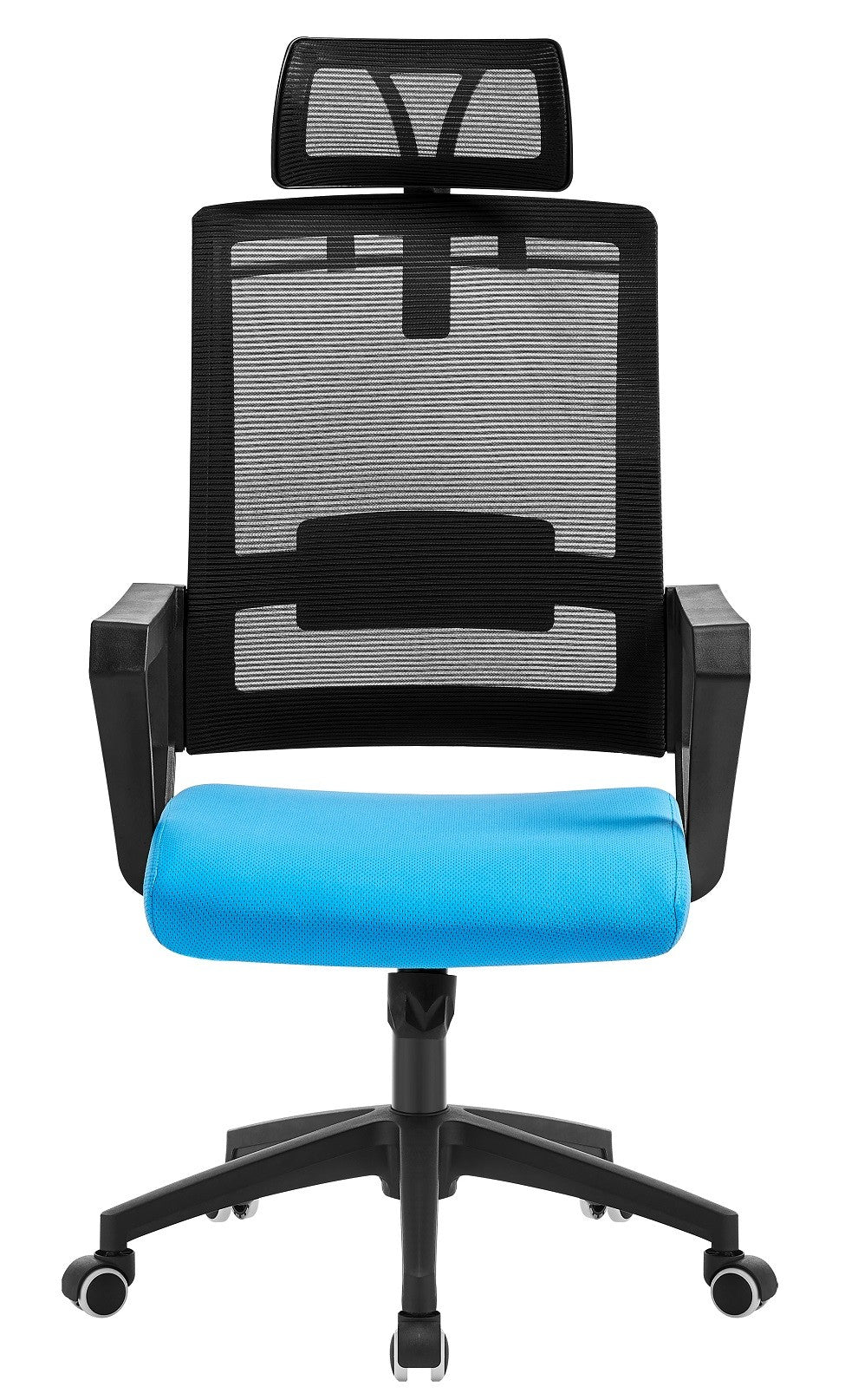 Sillón de oficina ASTON, negro, malla negra, tejido azul claro