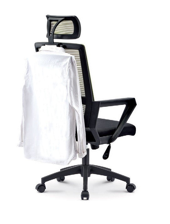 Sillón de oficina ASTON, negro, malla negra, tejido azul claro