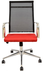 Sillón de oficina AUSTRIA, alto, malla negra, asiento rojo