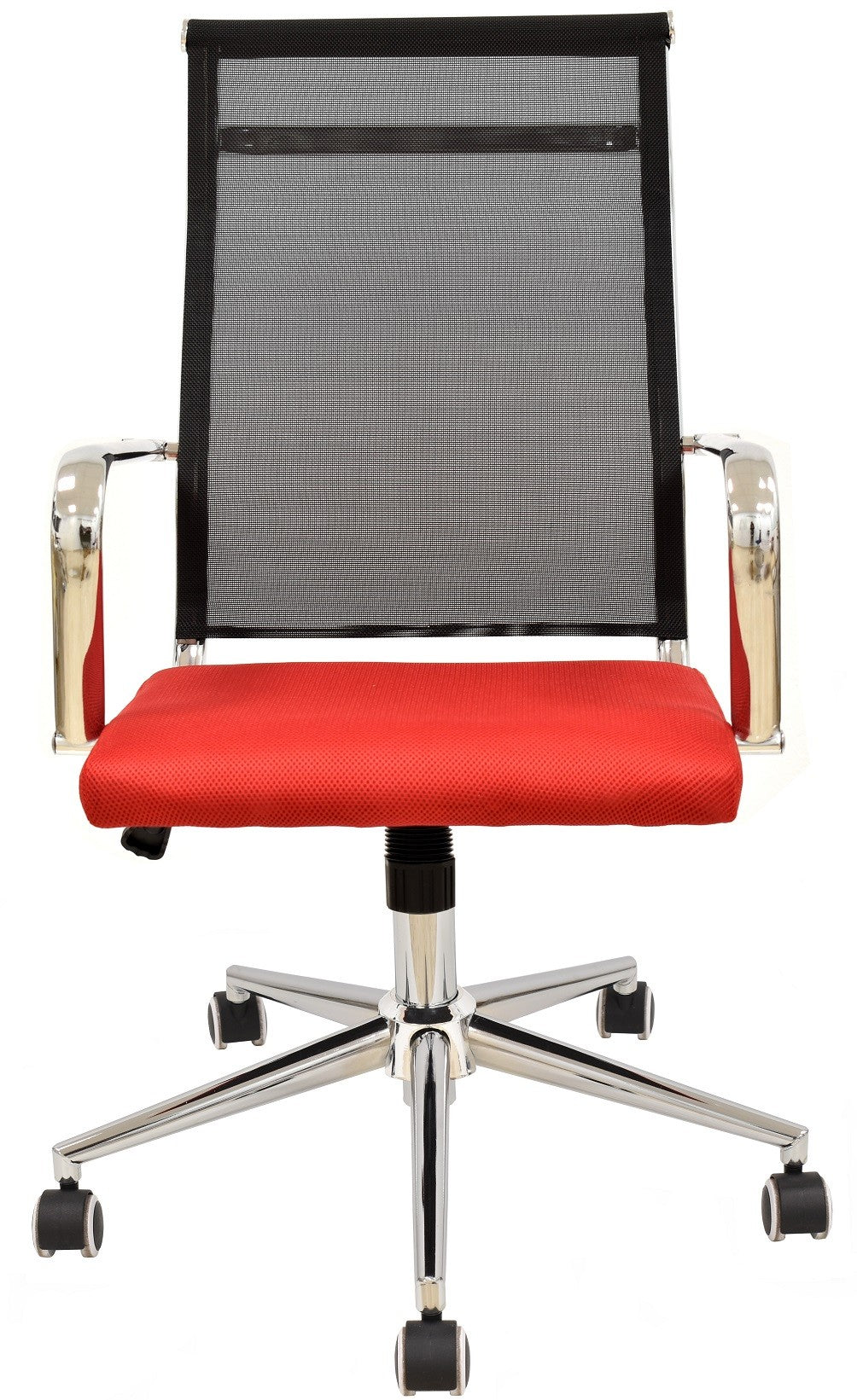Sillón de oficina AUSTRIA, alto, malla negra, asiento rojo
