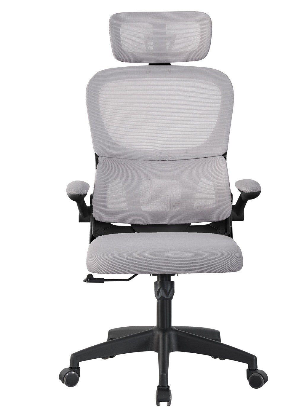 Sillón de oficina BERNAY, alto, negro, malla y asiento gris
